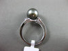 ESTATE LARGE .06CT DIAMOND 14KT WHITE GOLD AAA TAHITIAN PEARL DOUBLE BAND RING