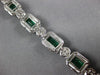 ESTATE LARGE 14.25CT DIAMOND & AAA EMERALD 18K WHITE GOLD SQUARE TENNIS BRACELET