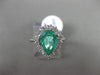 ESTATE WIDE 3.07CT DIAMOND & EMERALD PLATINUM 3D PEAR SHAPE HALO ENGAGEMENT RING