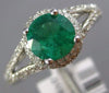 ESTATE 1.39CT DIAMOND & AAA COLOMBIAN EMERALD 14KT WHITE GOLD 3D ENGAGEMENT RING