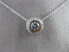 ESTATE .48CT DIAMOND 14KT WHITE & YELLOW GOLD 3D SOLITAIRE HALO FLOATING PENDANT