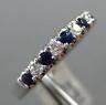 ESTATE .64CT DIAMOND & AAA SAPPHIRE 14KT WHITE GOLD 3D ROUND ANNIVERSARY RING