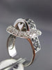 ESTATE WIDE 1CT WHITE & BLACK DIAMOND 14K WHITE GOLD 3D SQUARE HEART LOVE RING