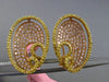 ESTATE LARGE 2.21CT PINK & FANCY YELLLOW DIAMOND 18KT GOLD 3D OVAL EARRINGS