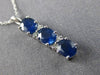 ESTATE 1.35CT DIAMOND & AAA SAPPHIRE 14KT WHITE GOLD 3D THREE STONE OVAL PENDANT