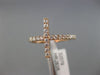 ESTATE .28CT ROUND DIAMOND 18KT ROSE GOLD 3D CLASSIC FAITH SIDEWAYS CROSS RING