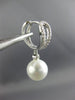 ESTATE .26CT DIAMOND & AAA SOUTH SEA PEARL 14KT WHITE GOLD 3D HANGING EARRINGS