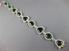 ESTATE EXTRA LARGE 21.40CT DIAMOND & AAA GREEN GARNET 18K WHITE GOLD 3D BRACELET