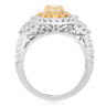 ESTATE LARGE 1.83CT WHITE & FANCY YELLOW DIAMOND 18K 2 TONE GOLD ENGAGEMENT RING