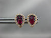 ESTATE .57CT DIAMOND & AAA RUBY 14KT ROSE GOLD CLASSIC PEAR HALO STUD EARRINGS