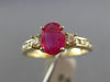 ESTATE 1.30CT DIAMOND & AAA RUBY 14K YELLOW GOLD 3D CLASSIC OVAL ENGAGEMENT RING