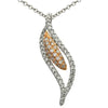 ESTATE .42CT ROUND DIAMOND 18KT WHITE & ROSE GOLD DOUBLE LEAF TEAR DROP PENDANT