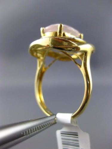 ESTATE 4.43CT DIAMOND & AAA OVAL PINK QUARTZ 14KT YELLOW GOLD 3D FLOWER FUN RING
