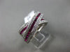 ESTATE WIDE 2.04CT DIAMOND & AAA RUBY 14KT WHITE GOLD 3D CRISS CROSS LOVE RING