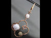 ESTATE LARGE .16CT DIAMOND & WHITE QUARTZ 14KT ROSE GOLD 4 LEAF CLOVER EARRINGS