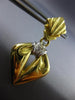 ANTIQUE LARGE .15CT DIAMOND 18KT 2 TONE GOLD TRIANGULAR HANGING EARRINGS #20582