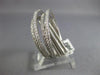ESTATE WIDE .97CT DIAMOND 14KT WHITE GOLD 3D MULTI ROW CRISS CROSS FLEXIBLE RING