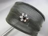WIDE .10CT DIAMOND & AAA ENAMEL 18K WHITE GOLD & STAINLESS STEEL BANGLE BRACELET