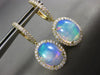 ESTATE 7.86CT DIAMOND & AAA OPAL 14K YELLOW GOLD HALO FILIGREE HANGING EARRINGS