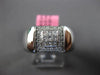 ESTATE WIDE .35CT DIAMOND 18K WHITE GOLD ROUND & PRINCESS BEZEL ANNIVERSARY RING