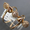 ESTATE WIDE .31CT ROUND DIAMOND 14KT ROSE GOLD 3D CLASSIC TWO ROW SPIKE FUN RING