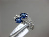 ESTATE 1.31CT DIAMOND & AAA SAPPHIRE 14KT WHITE GOLD TWO STONE DOUBLE WAVE RING