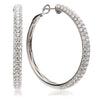 ESTATE 3.82CT DIAMOND 18KT WHITE GOLD CLASSIC SEMI ETERNITY 3 ROW HOOP EARRINGS