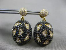 ESTATE LARGE 2.32CT WHITE & BLACK DIAMOND 18K YELLOW & BLACK GOLD OVAL EARRINGS