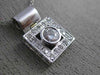 ESTATE .16CT ROUND DIAMOND 14KT WHITE GOLD SOLITAIRE SQUARE HALO PENDANT #19530