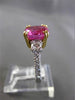 ESTATE 3.73CT DIAMOND & PINK SAPPHIRE 18KT TWO TONE GOLD 3 STONE ENGAGEMENT RING