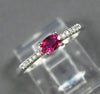 ESTATE .39CT DIAMOND & AAA RUBY 14KT WHITE GOLD 3D ROUND & OVAL CLASSIC FUN RING