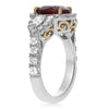 GIA 4.27CT DIAMOND & AAA RUBY 18K 2 TONE GOLD & PLATINUM 3 STONE PEAR SHAPE RING