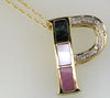 0.03CT DIAMOND & AAA MULTI COLOR MOTHER OF PEARL 14K YELLOW GOLD FLOATING PENDANT