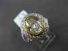 ESTATE MASSIVE 4.14CT WHITE & FANCY YELLOW DIAMOND 18K 2TONE GOLD ENGAGMENT RING