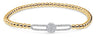 ESTATE .45CT DIAMOND 18KT 2 TONE GOLD CIRCULAR OVAL FLOWER LOVE BANGLE BRACELET