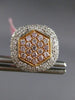 ESTATE 1.71CT WHITE & PINK DIAMOND 18K WHITE ROSE GOLD HEXAGON CLIP ON EARRINGS