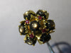 ANTIQUE LARGE 12.45CT AAA RUBY & STAR SAPPHIRE 14KT YELLOW GOLD 3D FLOWER RING