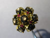 ANTIQUE LARGE 12.45CT AAA RUBY & STAR SAPPHIRE 14KT YELLOW GOLD 3D FLOWER RING