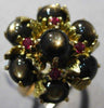 ANTIQUE LARGE 12.45CT AAA RUBY & STAR SAPPHIRE 14KT YELLOW GOLD 3D FLOWER RING