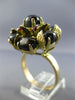 ANTIQUE LARGE 12.45CT AAA RUBY & STAR SAPPHIRE 14KT YELLOW GOLD 3D FLOWER RING