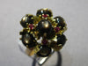 ANTIQUE LARGE 12.45CT AAA RUBY & STAR SAPPHIRE 14KT YELLOW GOLD 3D FLOWER RING