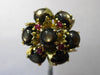 ANTIQUE LARGE 12.45CT AAA RUBY & STAR SAPPHIRE 14KT YELLOW GOLD 3D FLOWER RING