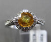 ANTIQUE .96CT DIAMOND & CITRINE 14KT WHITE GOLD HALO 3D FILIGREE ENGAGEMENT RING