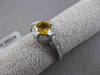 ANTIQUE .96CT DIAMOND & CITRINE 14KT WHITE GOLD HALO 3D FILIGREE ENGAGEMENT RING