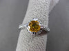 ANTIQUE .96CT DIAMOND & CITRINE 14KT WHITE GOLD HALO 3D FILIGREE ENGAGEMENT RING