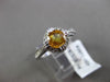 ANTIQUE .96CT DIAMOND & CITRINE 14KT WHITE GOLD HALO 3D FILIGREE ENGAGEMENT RING