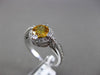 ANTIQUE .96CT DIAMOND & CITRINE 14KT WHITE GOLD HALO 3D FILIGREE ENGAGEMENT RING