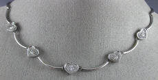 ANTIQUE .77CT DIAMOND 14K WHITE GOLD MULTI LOVE HEART MILGRAIN NECKLACE #5207