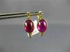 4.0CT AAA SYNTHETIC RUBIES 14KT YELLOW GOLD 3D OVAL HOOP HANGING EARRINGS #24386