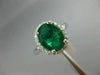 LARGE 3CT DIAMOND & AAA COLOMBIAN EMERALD 14K WHITE GOLD 3D HALO ENGAGEMENT RING